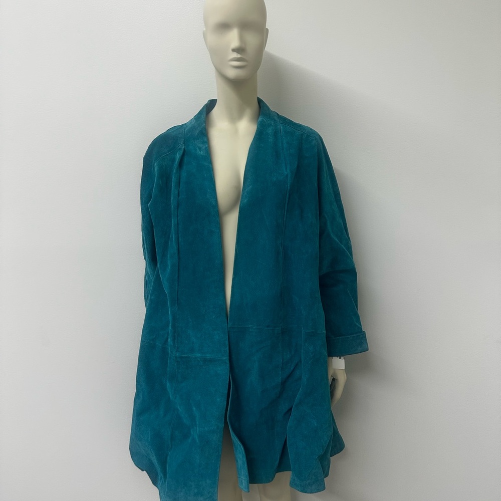 VINTAGE Genuine Leather Stephanie Andrew’s teal coat